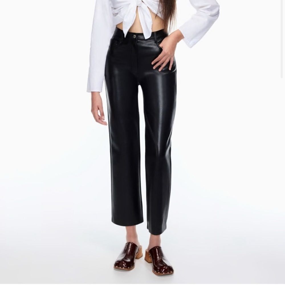 Wilfred Aritzia Melina Vegan Leather Cropped Pants Womens 16 Black High-Waisted